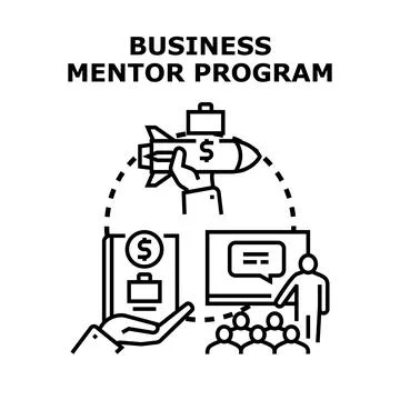 Business mentor program guiding startup growth and entrepreneur success Ilustração Stock