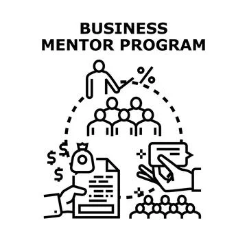 Business mentor program teaching strategy and financial growth Stock Illustration