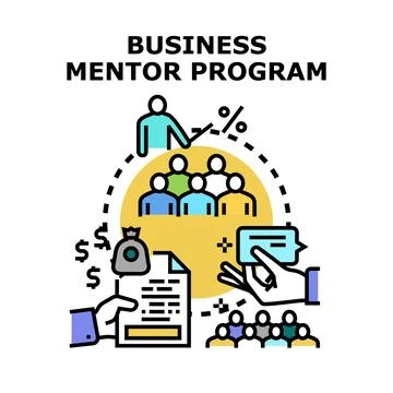 Business mentor program teaching strategy and financial growth Stock Illustration