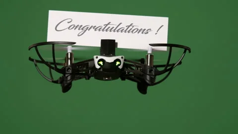 Business message drone delivery on green screen, dolly move Stock Footage 99510285