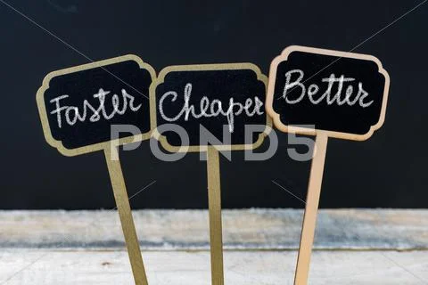 Business message Faster, Cheaper, Better Stock Photos