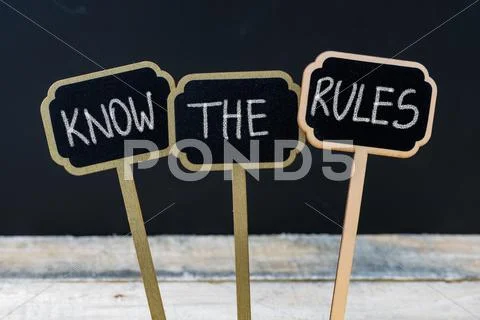 Business message KNOW THE RULES Stock Photos