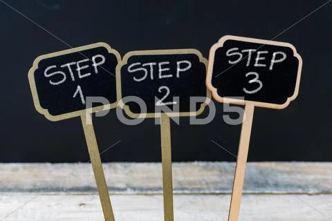 Business message Step 1, Step 2, Step 3 Stock Photos