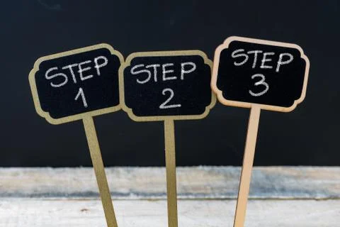 Business message Step 1, Step 2, Step 3 Stock Photos
