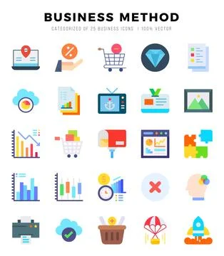 Business Method elements. Flat web icon set. Simple vector illustration. 스톡 일러스트