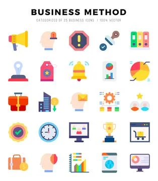 Business Method elements. Flat web icon set. Simple vector illustration. Stock Illustration