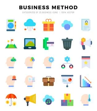 Business Method elements. Flat web icon set. Simple vector illustration. Stock Illustration