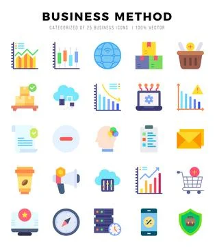 Business Method elements. Flat web icon set. Simple vector illustration. Stock Illustration