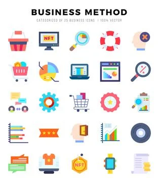 Business Method elements. Flat web icon set. Simple vector illustration. Stock Illustration