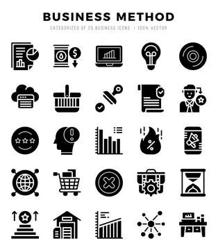 Business Method elements. Glyph web icon set. Simple vector illustration. 스톡 일러스트
