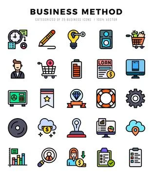 Business Method elements. Lineal Color web icon set. Simple vector illustra.. Stock Illustration