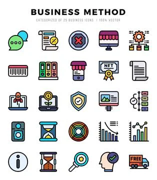 Business Method elements. Lineal Color web icon set. Simple vector illustra.. Stock Illustration