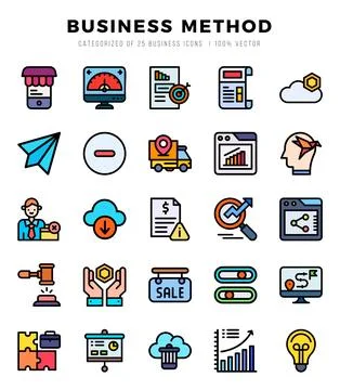 Business Method elements. Lineal Color web icon set. Simple vector illustra.. Stock Illustration