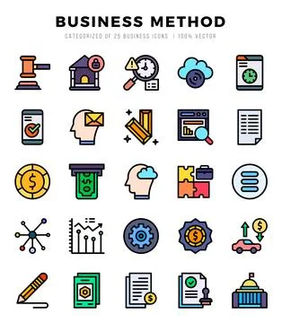 Business Method elements. Lineal Color web icon set. Simple vector illustra.. Stock Illustration