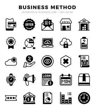 Business Method elements. Lineal Filled web icon set. Simple vector illustr.. Stock Illustration