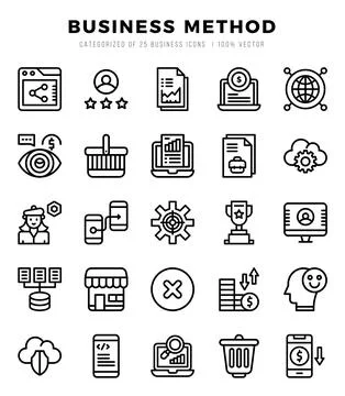 Business Method elements. Lineal web icon set. Simple vector illustration. Stock Illustration