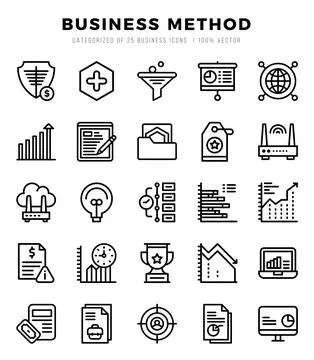 Business Method elements. Lineal web icon set. Simple vector illustration. Stock Illustration