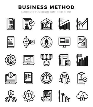 Business Method elements. Lineal web icon set. Simple vector illustration. Illustrazione stock