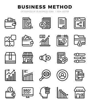 Business Method elements. Lineal web icon set. Simple vector illustration. Stock Illustration
