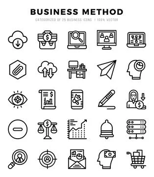 Business Method elements. Lineal web icon set. Simple vector illustration. Stock Illustration
