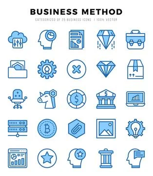 Business Method elements. Two Color web icon set. Simple vector illustration. Stock Illustration