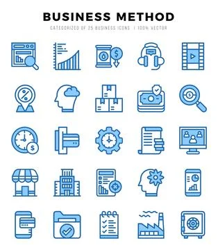 Business Method elements. Two Color web icon set. Simple vector illustration. Stock Illustration