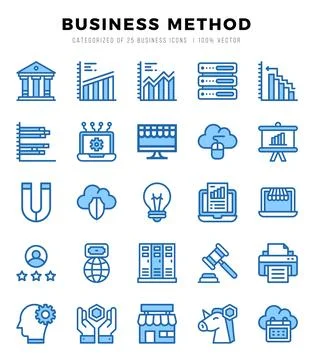 Business Method elements. Two Color web icon set. Simple vector illustration. Stock Illustration