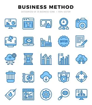 Business Method elements. Two Color web icon set. Simple vector illustration. Stock Illustration