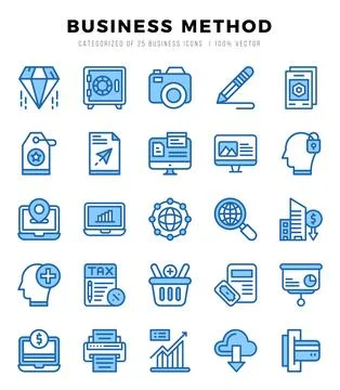 Business Method elements. Two Color web icon set. Simple vector illustration. 스톡 일러스트