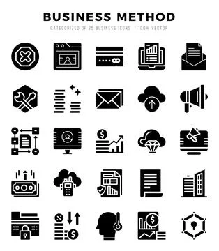 Business Method. Glyph icons Pack. vector illustration. Stock Illustration