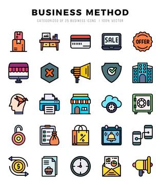 Business Method Icon Bundle 25 Icons for Websites and Apps Stock Illustration