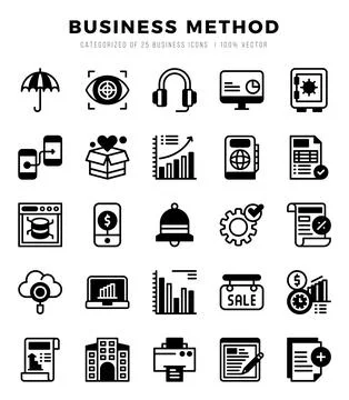 Business Method Icon Bundle 25 Icons for Websites and Apps Stock Illustration
