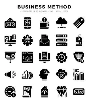 Business Method Icon Bundle 25 Icons for Websites and Apps Stock Illustration