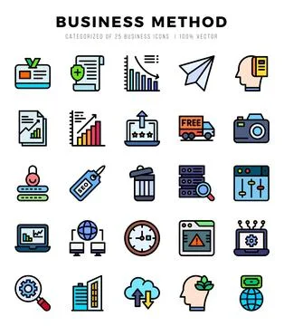 Business Method Icon Pack 25 Vector Symbols for Web Design. 스톡 일러스트