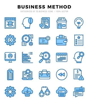Business Method Icon Pack 25 Vector Symbols for Web Design. Stock Illustration
