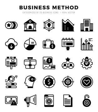 Business Method icon pack for your website. mobile. presentation. and logo .. 库存插图