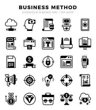 Business Method Icons bundle. Lineal Filled style Icons. Vector illustration. Stock Illustration