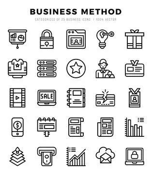 Business Method Icons bundle. Lineal style Icons. Vector illustration. Stock Illustration