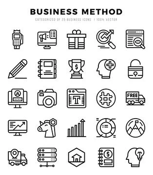 Business Method Icons bundle. Lineal style Icons. Vector illustration. Stock Illustration