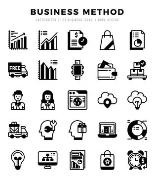 Business Method Icons bundle. Lineal Filled style Icons. Vector illustration. Stock Illustration