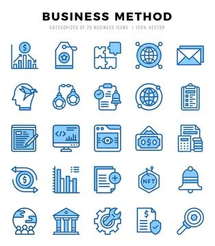 Business Method Icons bundle. Two Color style Icons. Vector illustration. Stock Illustration