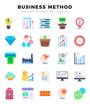 Business Method icons Pack. Flat icons set. Business Method collection set... Stock Illustration