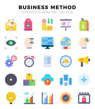 Business Method Icons Pack. Flat icons set. Flat icon collection set. Simpl.. Stock Illustration