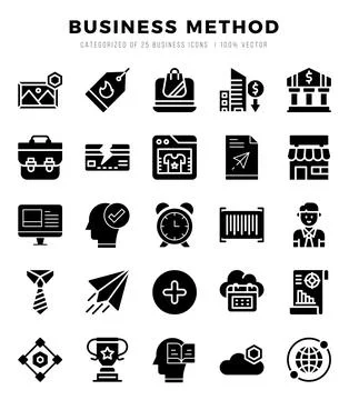 Business Method Icons Pack Glyph Style. Vector illustration. Stock Illustration