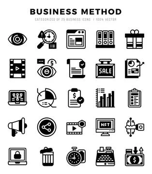 Business Method icons Pack. Lineal Filled icons set. Business Method collec.. Stock Illustration