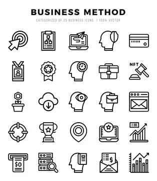 Business Method Icons Pack Lineal Style. Vector illustration. Stock Illustration