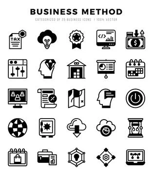 Business Method Icons Pack Lineal Filled Style. Vector illustration. Stockillustratie
