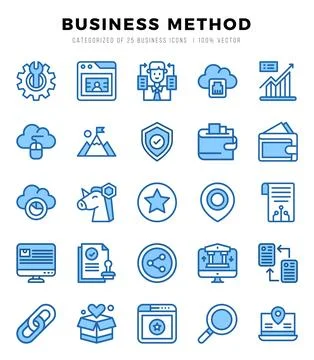Business Method icons set. Collection of simple Two Color web icons. 库存插图
