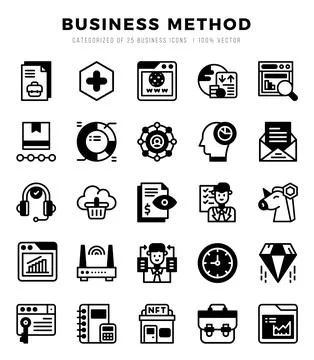 Business Method icons set. Collection of simple Lineal Filled web icons. Stock Illustration
