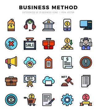 Business Method icons set. Collection of simple Lineal Color web icons. Stock Illustration